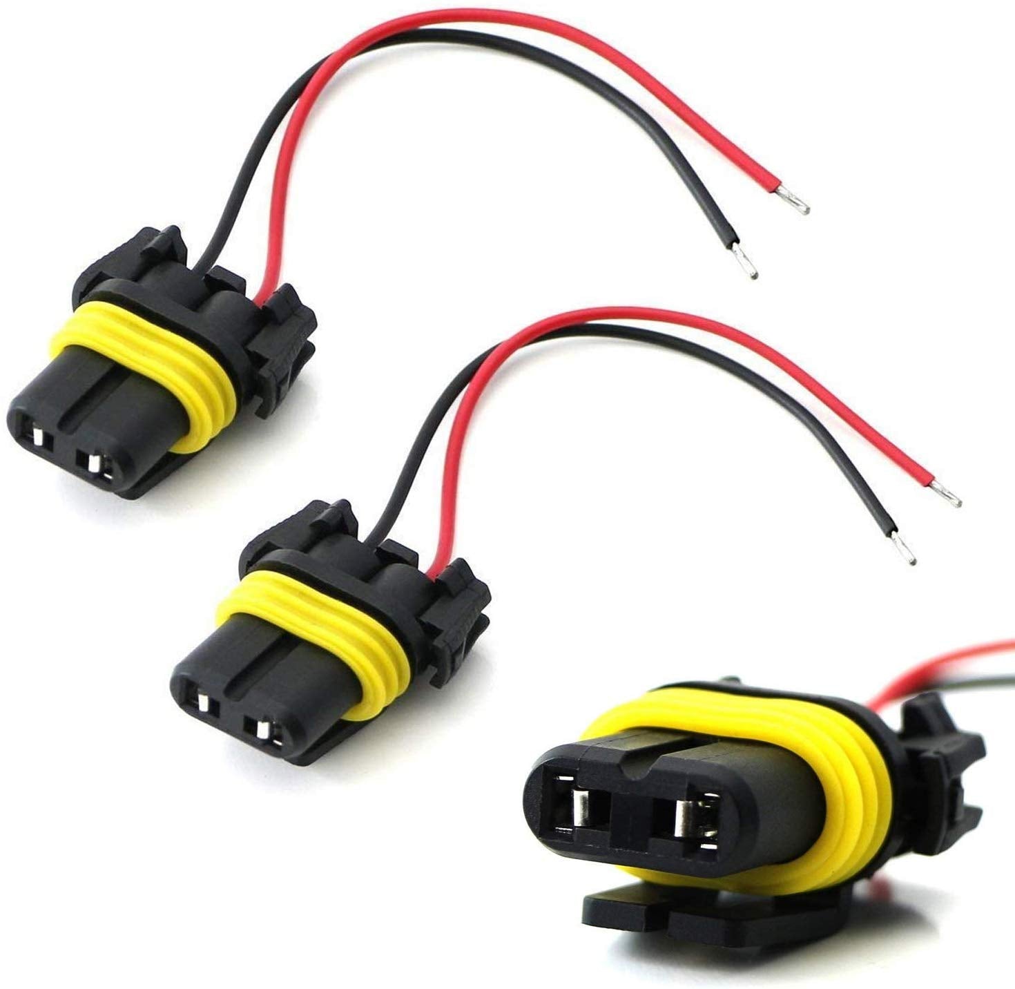 iJDMTOY (2) 9006 9012 HB4 Female Adapter Wiring Harness Sockets w/ 4-Inch Wires For Headlights Fog Lights Repair or Retrofit