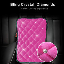 eing Fashion Exquisite Car Armrest Center Console Pad Pure Plush Seat Center Mat Cushion Cover with Bling Diamonds 13.7" x 8.6",Pink