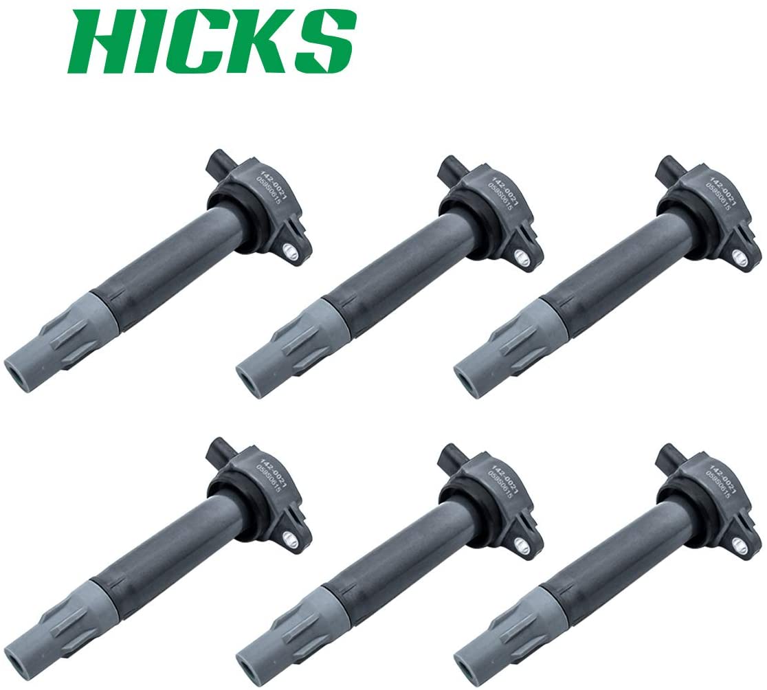 HICKS UF-502 Ignition Coil Pack Set of 6 for 2006-2010 Dodge Charger Nitro Magnum & Chrysler 300 Sebring Pacifica Town & Country 2.7L 3.5L 4.0L V6, Replace 4606869AA 4606869AB