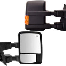 Auto Express Right Tow Mirror for 1999-2003 Ford F250 F350 F450 F550 Power Heated Signal Textured Towing Pair - Amber