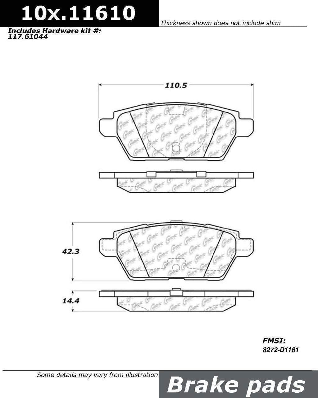 Centric 106.11610 Disc Brake Pad