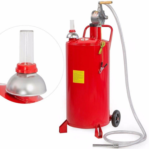Stark 20-Gallon Gas Caddy Tank Transfer Gasoline Fluid Diesel Fuel Storage Crank Pump w/Wheel, Red