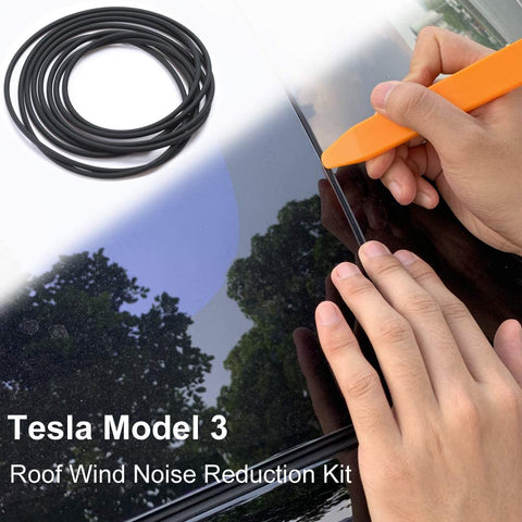 ROCCS Tesla Model 3 Roof Wind Noise Reduction Kit, Windshield Guard Noise Lowering Dampening Quiet Seal [Upgraded]