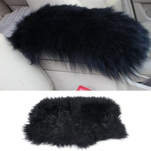 Forala Auto Center Console Pad Furry Sheepskin Wool Car Armrest Seat Box Cover Protector Universal Fit (W-Black)