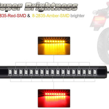 Partsam 2PCS 17LED Amber Red Motorcycle LED Turn Signal Tail Brake License Plate Light Flexible Indicator Running Light Strip for Motorcycle Bike ATV Scooter Car RV SUV