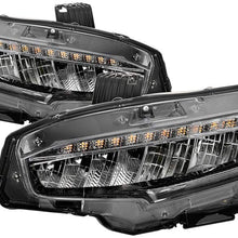 Carpart4u - Full LED Sequential DRL Headlights for Honda Civic 16-18 - Black/Clear Lens