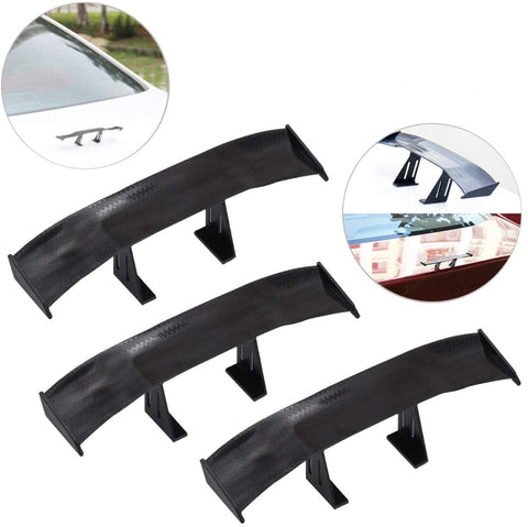 Creatiee 3Pcs Universal Car Mini Spoiler Wing, Auto Car Tail Wing Mini Auto Carbon Fiber Texture Decoration Without Perforation Tail Decoration, 6.7 Inch(Black)