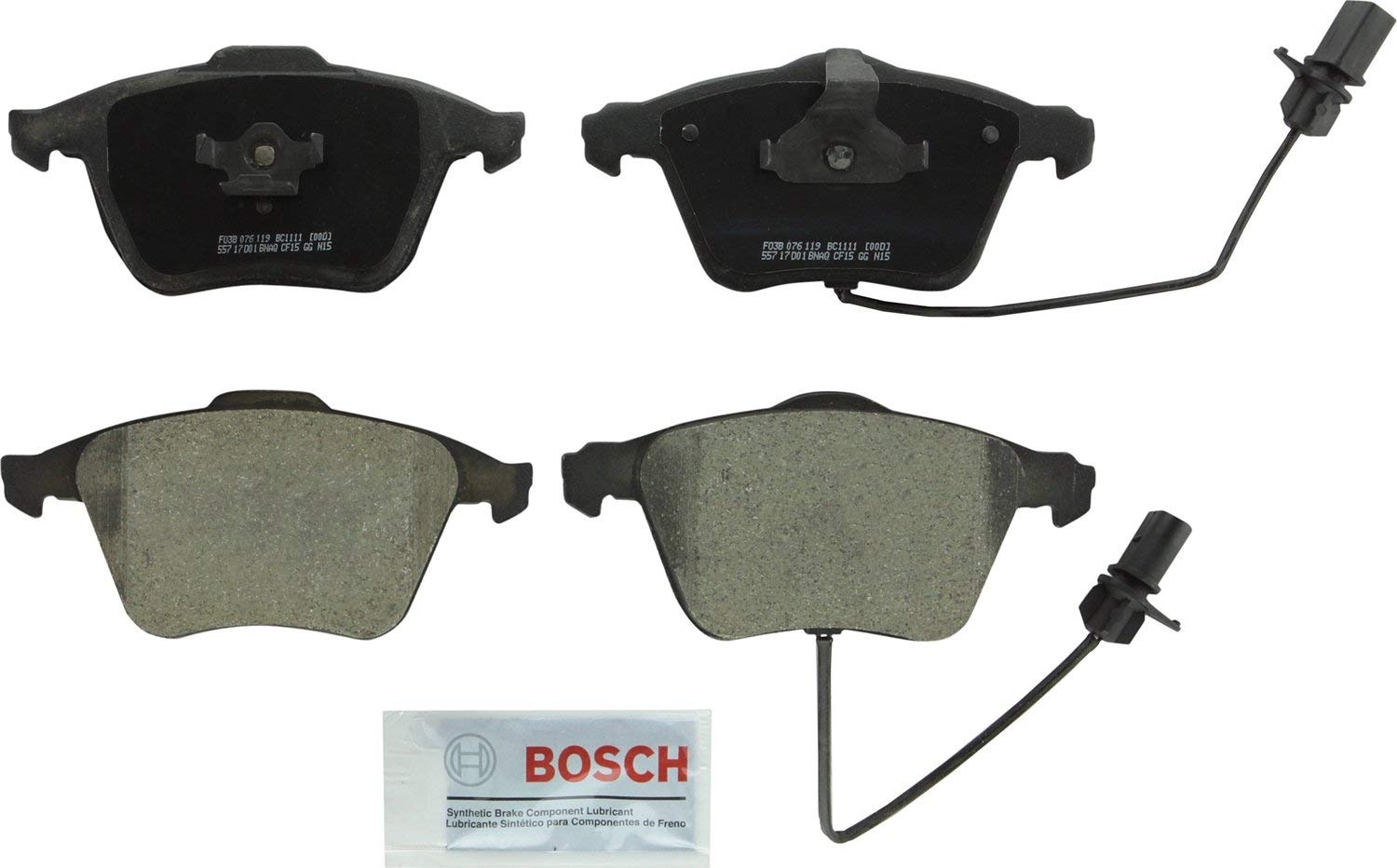 Bosch BC1111 QuietCast Premium Ceramic Disc Brake Pad Set For Audi: 2005-2009 A4, 2005-2009 A4 Quattro, 2006-2011 A6, 2005-2011 A6 Quattro, 2004-2009 S4, 2011-2013 TT Quattro; Front