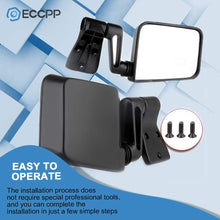 ECCPP Texture Side View Mirror Black Pair Side Mirror Replacement fit for 1987-2002 Jeep Wrangler (exclude 1996) with Manual Folding