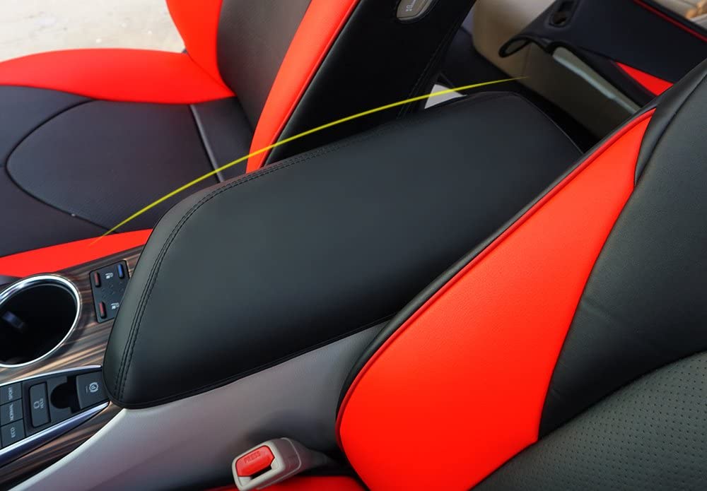 BeHave Autos Armrest Cover,Armrest Box Cover Fit for Toyota Camry 2018 2019 Central Console Armrest Box,Black with Black Stitches