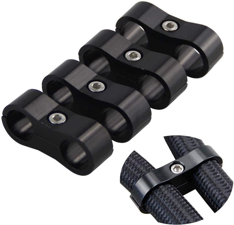 4pcs AN-6 AN6 13.4MM Braided Hose Separator Clamp Fitting Adapter Bracket Black
