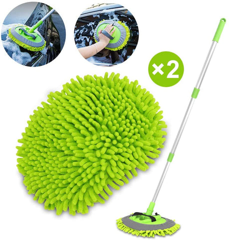 2 in 1 Chenille Microfiber Car Wash Brush Mop Mitt with 45