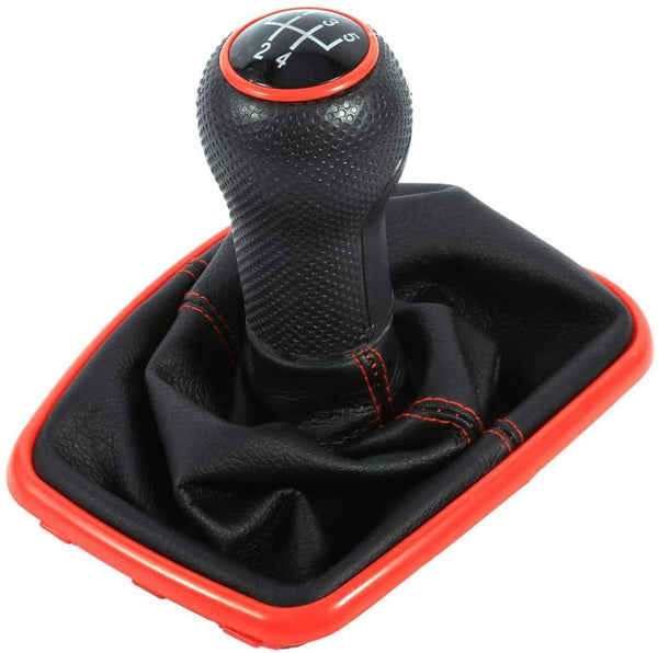 Qiilu 5 Speed Car Gear Shift Knob Gearstick Gaiter Boot Kit Fit for Mk4 G-olf J-etta Bora 1999 2000 2001 2002 2003 2004 Gear Shifter Boot Cover Replacement