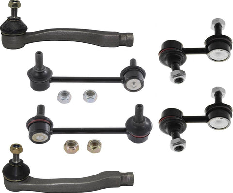 PartsW 6 Pcs Front & Rear Sway Bar Stabilizer Links + Front Outer Tie Rod Ends