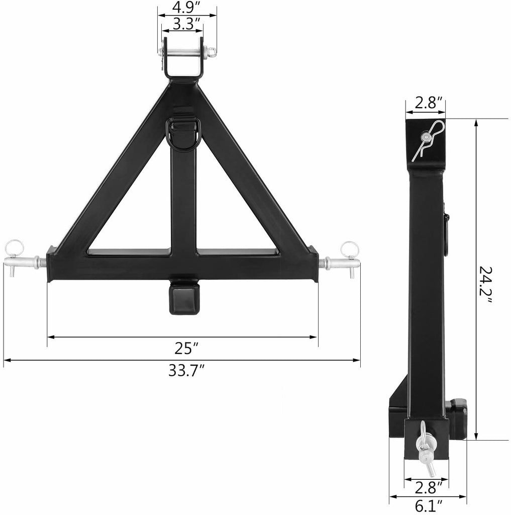 Happybuy Heavy Duty 3 Point 2 Inch Drawbar Stabilize Steel Drawbar Pul ...