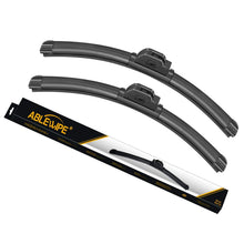 ABLEWIPE Windshield wiper baldes Front Window Bracketless U J Hook 24" + 19" Inch Beam Wiper Blades Model 19F28-2 (set of 2)