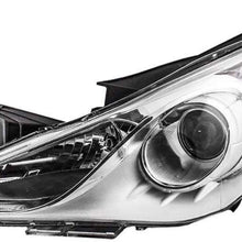 Headlight For 2011 2012 2013 2014 Hyundai Sonata with Bright Chrome Housing Replacement for Hyundai 92102-3Q000 - Driver/Left Side - Bulbs Included