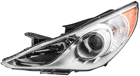 Headlight For 2011 2012 2013 2014 Hyundai Sonata with Bright Chrome Housing Replacement for Hyundai 92102-3Q000 - Driver/Left Side - Bulbs Included