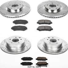 Power Stop K6075 Front and Rear Z23 Carbon Fiber Brake Pads with Drilled & Slotted Brake Rotors Kit