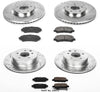 Power Stop K6075 Front and Rear Z23 Carbon Fiber Brake Pads with Drilled & Slotted Brake Rotors Kit