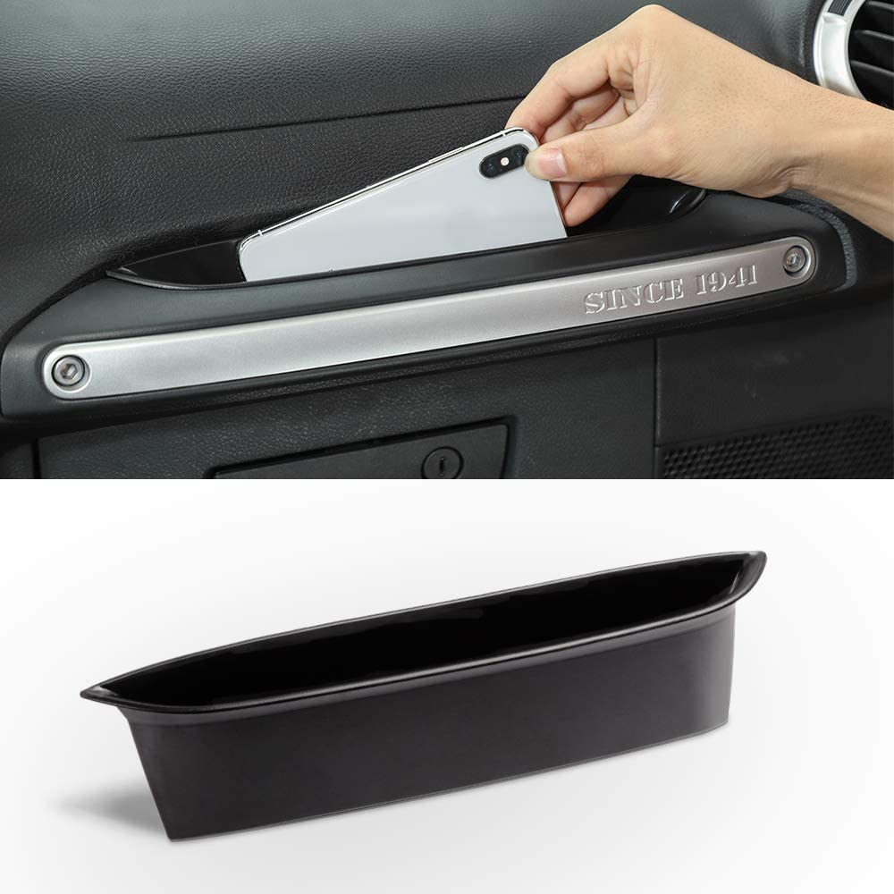 Savadicar GrabTray Passenger Storage Tray Organizer Grab Handle Accessory Box for 2011-2018 Jeep Wrangler JK JKU 2-door/4-door, Interior Accessories, Black