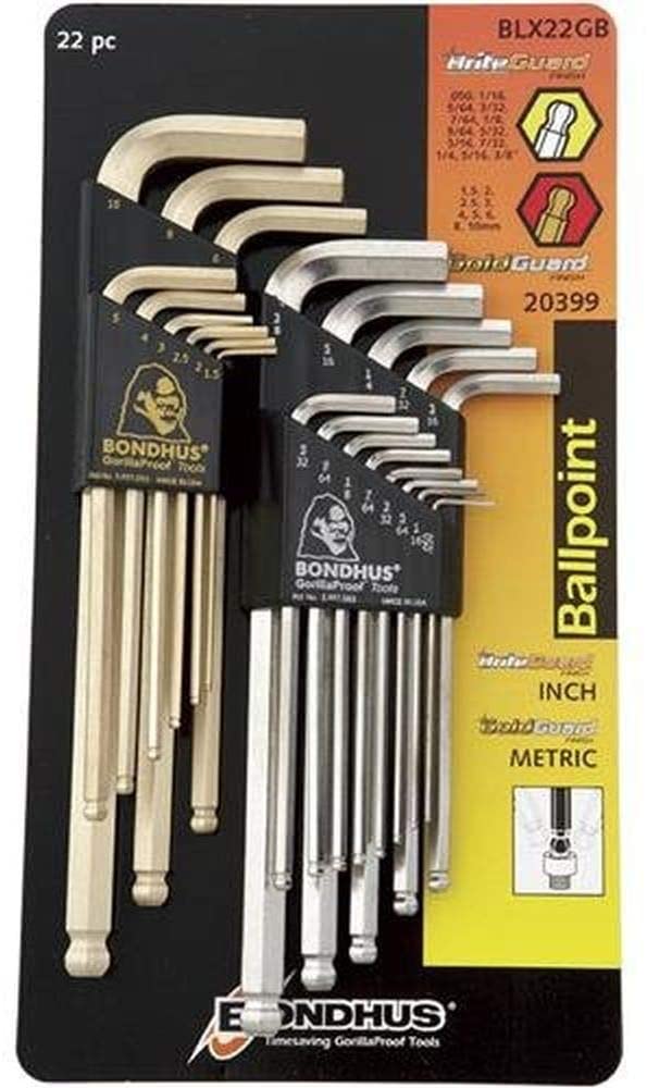 Bondhus 20399 Ball End L-Wrench DoublePK w/BriteGuard & GoldGuard Finish