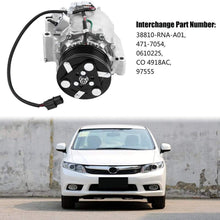 AC Compressor, Air Conditioning Compressor A/C Compressor for Honda Civic 1.8L 2006 2007 2008 2009 2010 38810-RNA-A01