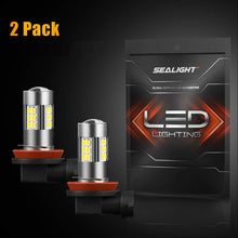 SEALIGHT H11/H8/H16 LED Fog Light Bulbs, 6000K Xenon White, 27 SMD Chips, 360-degree Illumination, Non-polarity, 2-pack