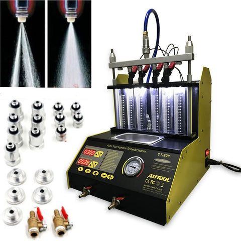 Autool 6/4 Cylinder Car Auto Ultrasonic Injector Cleaning Tester machine 110V Support Motorcycle Fuel Cleaning Tools With 6pcs Motorcycle Adapters