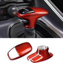 AIRSPEED Red Carbon Fiber Car Gear Shift Knob Cover Handle Sticker Interior Trim for Dodge Challenger Charger 2015-2019 Accessories (3pcs)