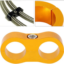 Universal Oil Hose Clamp,Double Hole Tubing Clamp,AN10 Aluminum Alloy Oil Fuel Hose Braided Hose Separator Divider Clamp Car Modification(Golden)