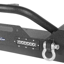 Hooke Road Front Bumper with Winch Plate & 4X LED Lights & D-Rings for 07-18 Jeep Wrangler JK & Unlimited