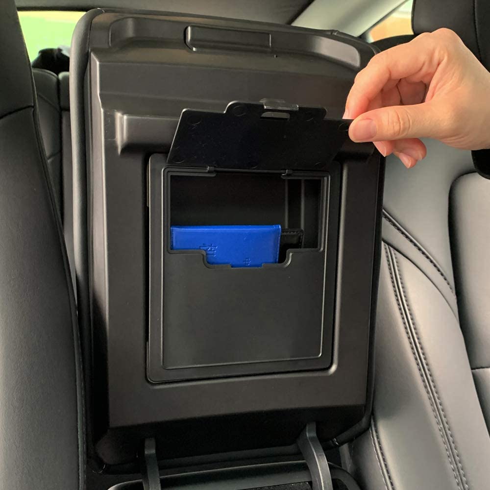 Farmogo Tesla Model 3 Model Y Armrest Hidden Storage Box Center Console Organizer Tray (Black)