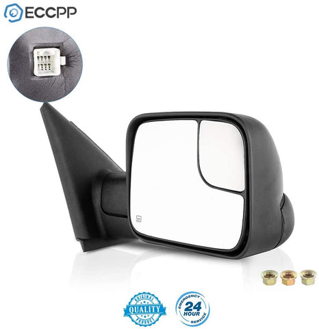 ECCPP Towing Mirror High Performance Right Passenger Side Exterior Automotive Mirror with Power Operation Heated Flip up Convex Glass Replacement fit for Dodge Ram 1500 2002-2008