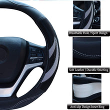 Alusbell Microfiber Leather Steering Wheel Cover Breathable Auto Car Steering Wheel Cover for Men Universal 15 Inches (White)