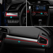 Thenice 4pcs Center Consoles Panel Stickers Dashboard Trims Strips Inner Decals for 10th Gen Honda Civic 2019 2018 2017 2016 -Red
