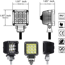 Motorcycle LED lights,ADZOON 2'' 27W Mini Cube Spotlights Fog Auxiliary Lights 12V 24V Front Work Universal Headlight for E-Bike Truck JEEP Car Boat