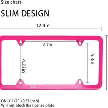 LivTee 4 Holes Stainless Steel License Plate Frames, 2 PCS Car Licence Plate Covers Slim Design with Bolts Washer Caps for US Vehicles, Pink