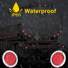 LIMICAR 4" Round LED Trailer Tail Light 2PCS 24 LED Stop Turn Signal Brake Marker Running Lights w/Chrome Bezels for Trucks Trailer RV Boat Waterproof