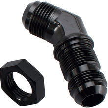 Performance Aluminum 45 Degree -6 AN Male Flare Union Bulkhead Fuel Fitting with AN6 Bulkhead Nut, Black