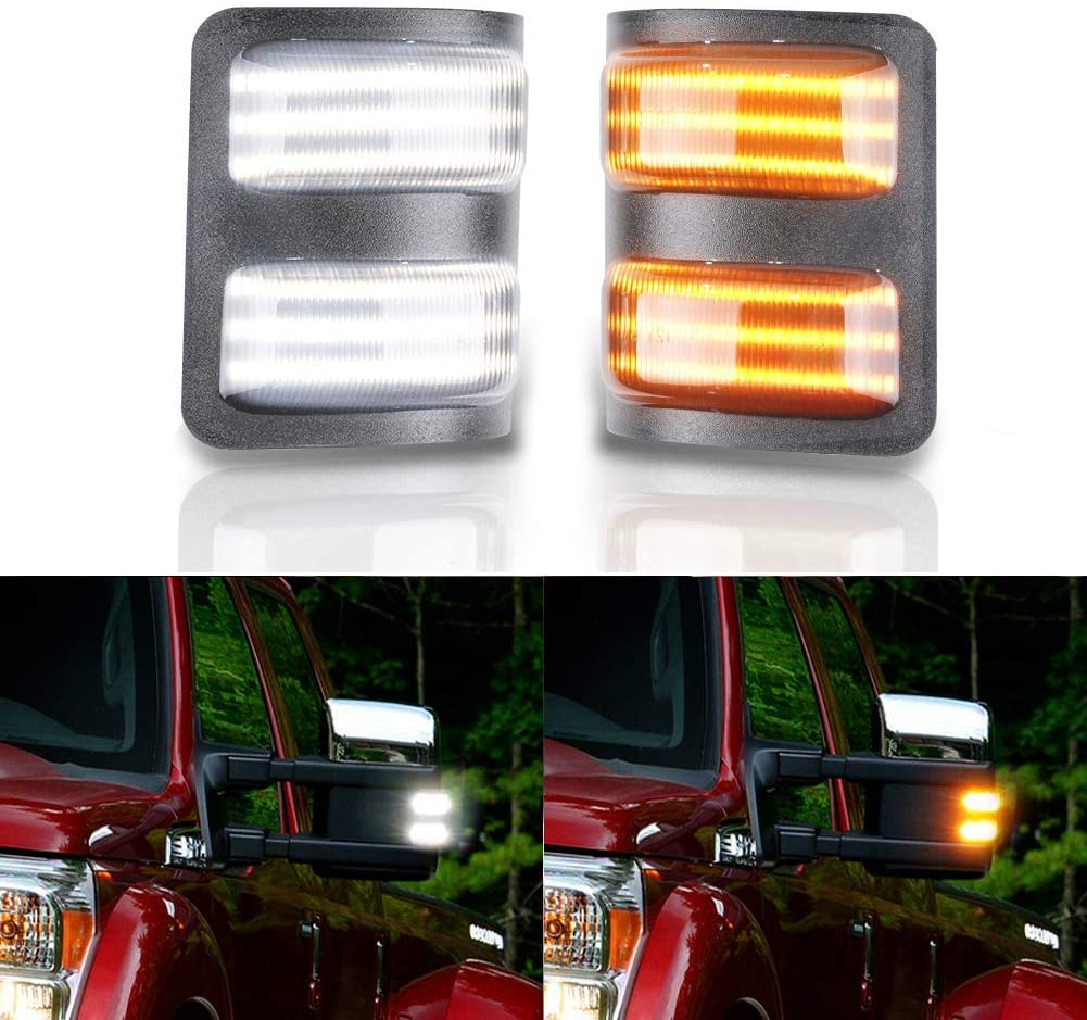 Gempro 2Pcs Switchback LED Side Mirror Marker Turn Signal Light For 2008-2016 Ford F250 F350 F450 F550 Super Duty, Replace OEM Mirror Marker Lamps