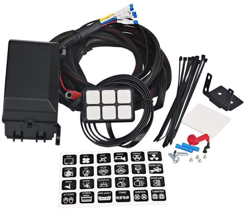 6 Gang Switch Panel Electronic Relay System Circuit Control Box Waterproof Fuse Relay Box Wiring Harness Assemblies For Car Auto Truck Boat Marine (Universal 6 gang button switch panel) (1)