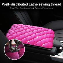 eing Fashion Exquisite Car Armrest Center Console Pad Pure Plush Seat Center Mat Cushion Cover with Bling Diamonds 13.7" x 8.6",Pink