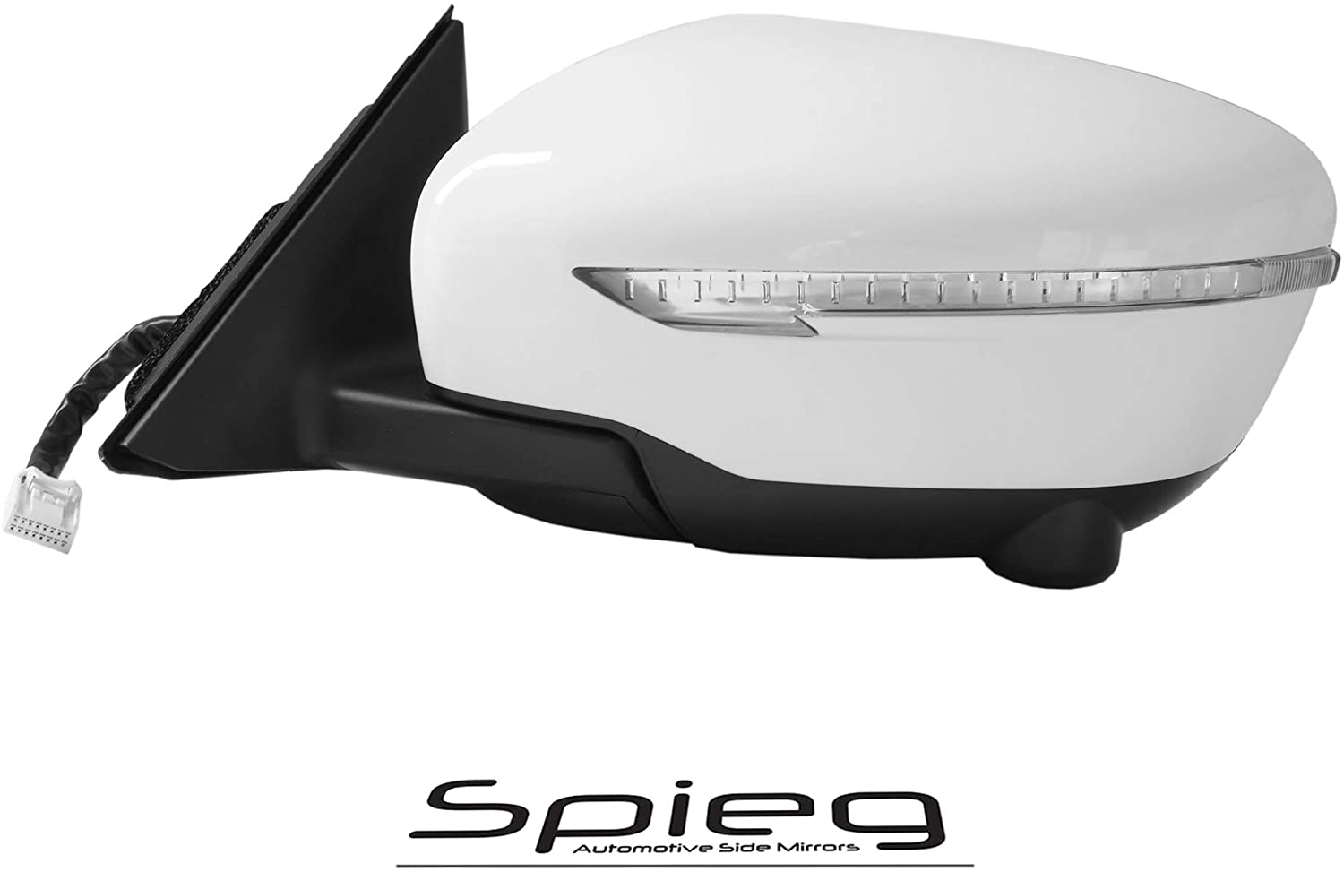 Spieg NI1320271 Side Mirror Replacement for Nissan Rogue 2014-2019 Heated Turn Signal Light Camera Power Folding Paintable Super White 13PIN (Driver Side)