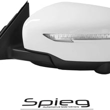 Spieg NI1320271 Side Mirror Replacement for Nissan Rogue 2014-2019 Heated Turn Signal Light Camera Power Folding Paintable Super White 13PIN (Driver Side)