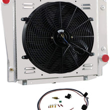 CoolingSky 55MM 3 Row Core Aluminum Radiator +16" Fan W/Shroud & Thermostat Relay Kit for 1968-1977 Ford Bronco 5.0L Engine