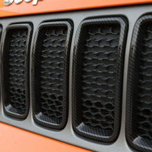 RT-TCZ Carbon Fiber Front Grill Grille Inserts for Jeep Renegade 2019 2020 ABS Grill Guard Cover Trim (7PCs)
