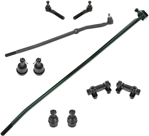 Front 10 Pc Steering Suspension Ball Joint Tie Rods Kit Set for 98-99 Ram 4x4