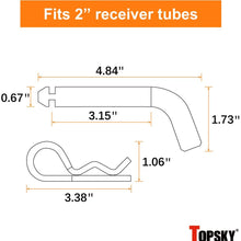 TOPSKY TS2101 Trailer Hitch Pin & Clip, 5/8 Inch Pin Diameter, Fits 2 Inch Receiver