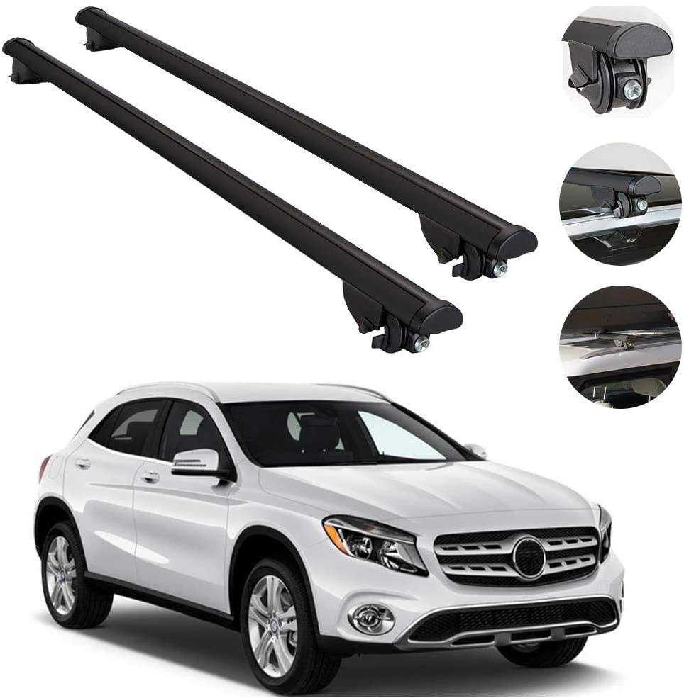 OMAC Auto Exterior Accessories Roof Rack Cross Bars | Adjustable Aluminum Black Cargo Carrier Rooftop Luggage Crossbars Fits Mercedes-Benz GLA Class 2015-2021